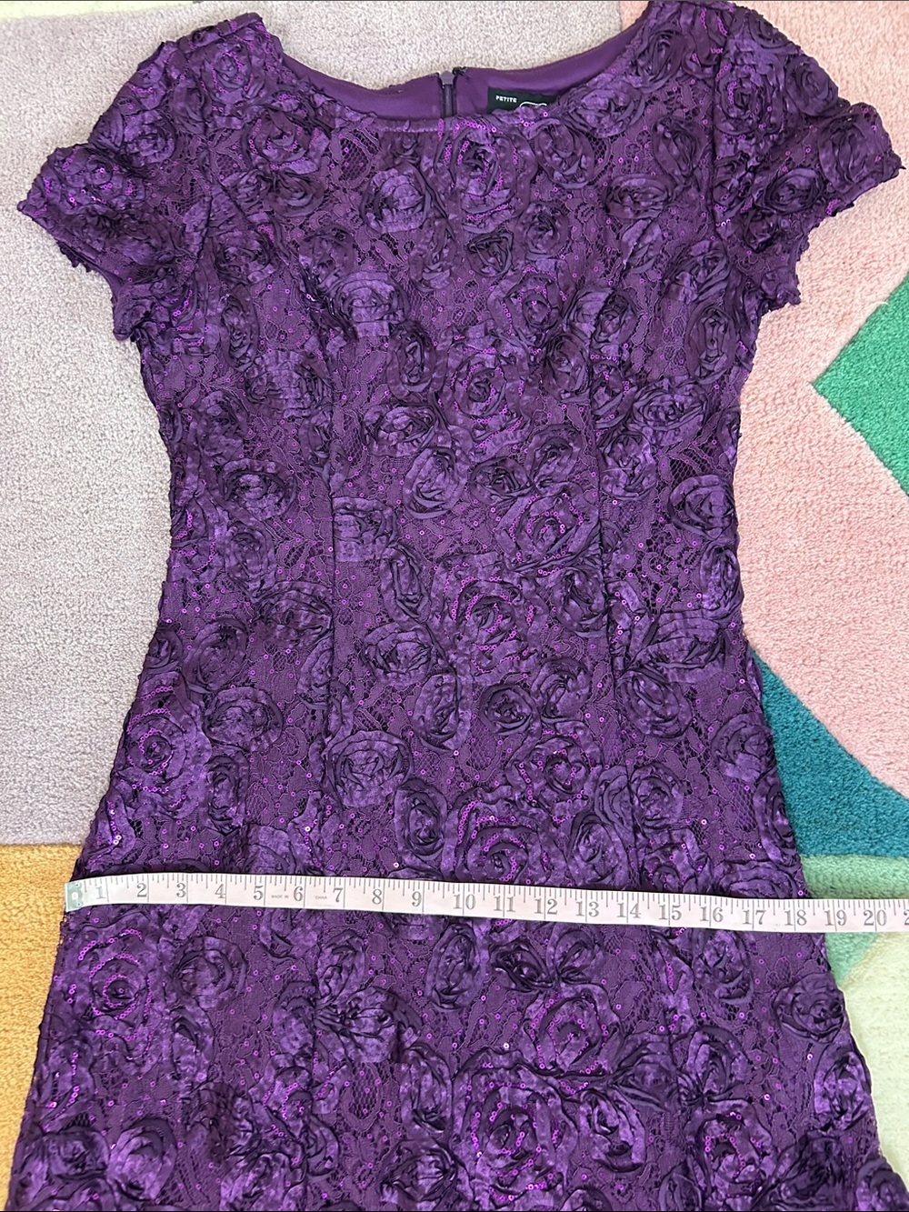 Alex Evenings Rosette Evelyn Lace Purple Dress - Picture 11 of 17